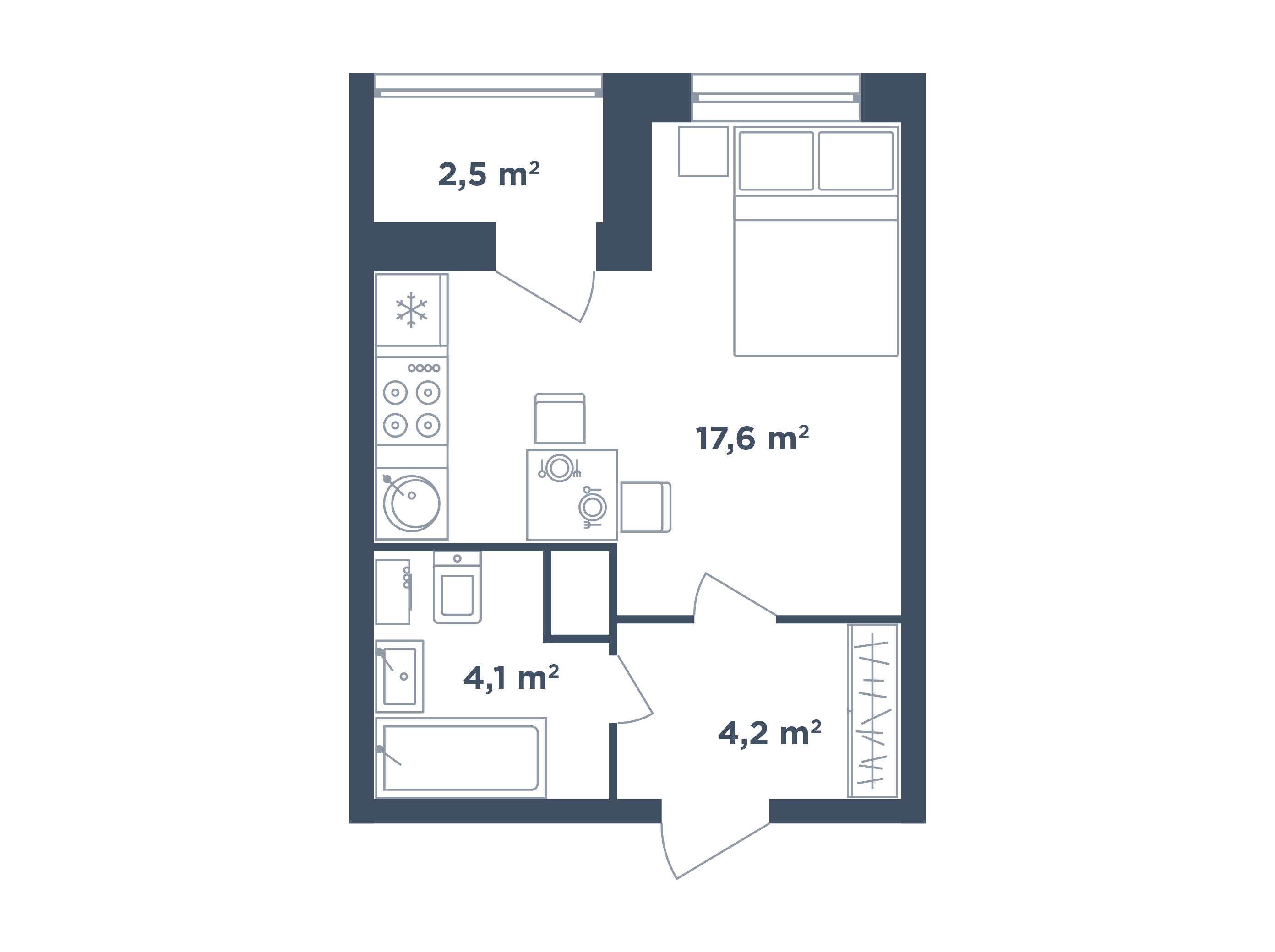 Студия, тип 11-6-с-1 / Выбрать квартиру / Жилой комплекс «Светлый мир .