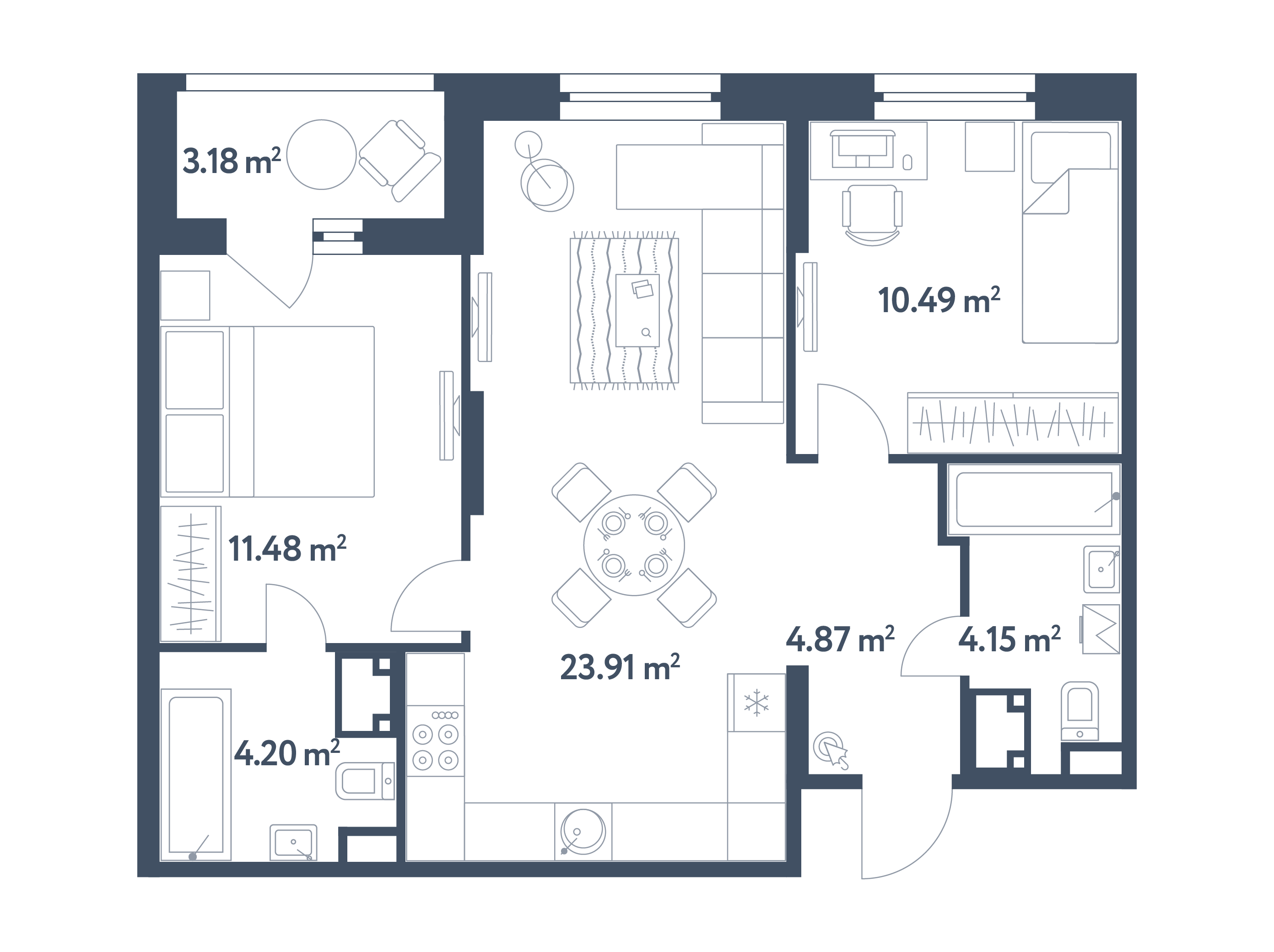 3 комнаты (Евро), 60,69 м², секция 8.2, этаж 12 / Выбрать квартиру ...