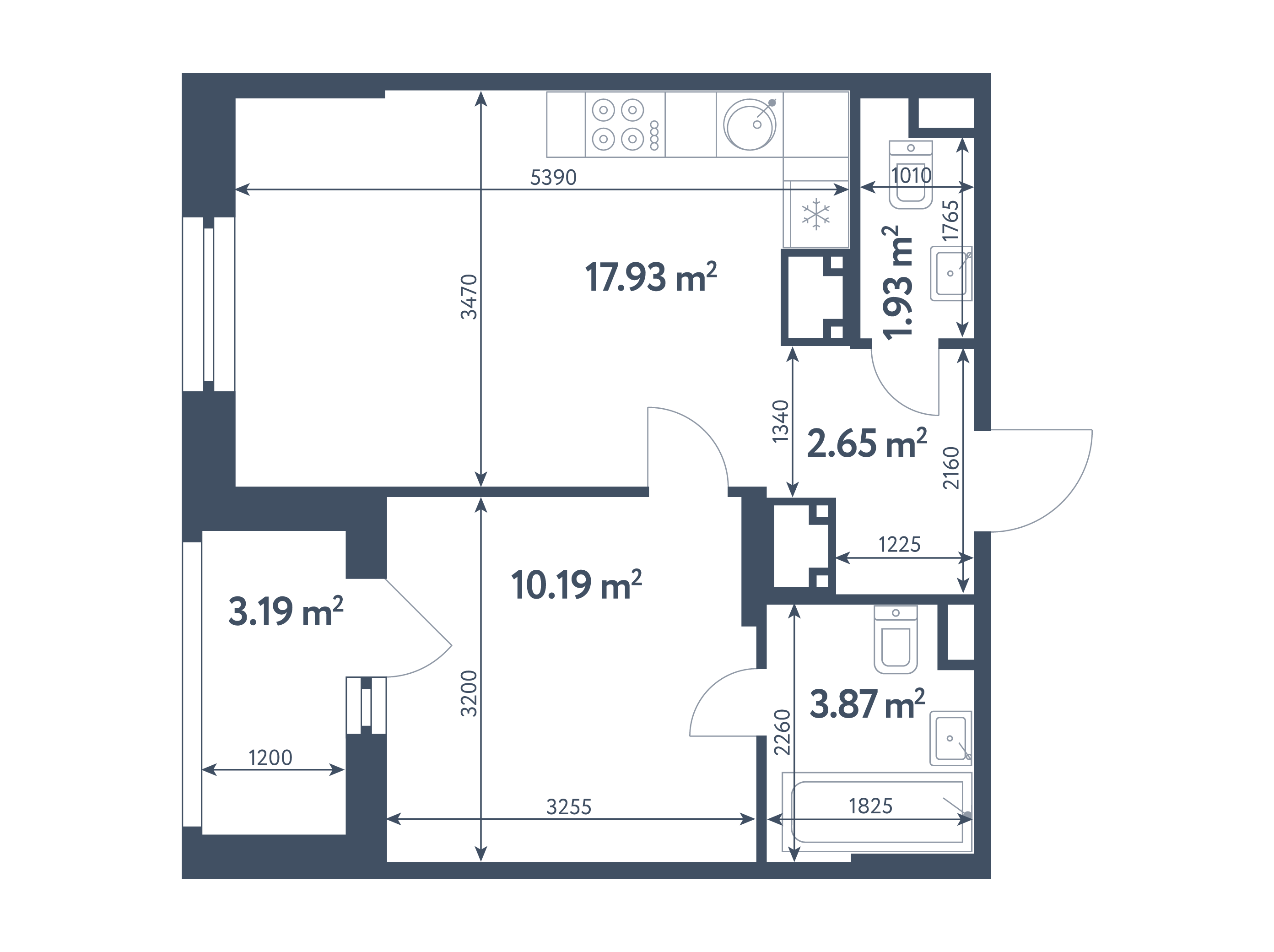 2 комнаты (Евро), 38,17 м², секция 8.4, этаж 14 / Выбрать квартиру / Жилой  комплекс «Светлый мир «СТАНЦИЯ «Л»…»