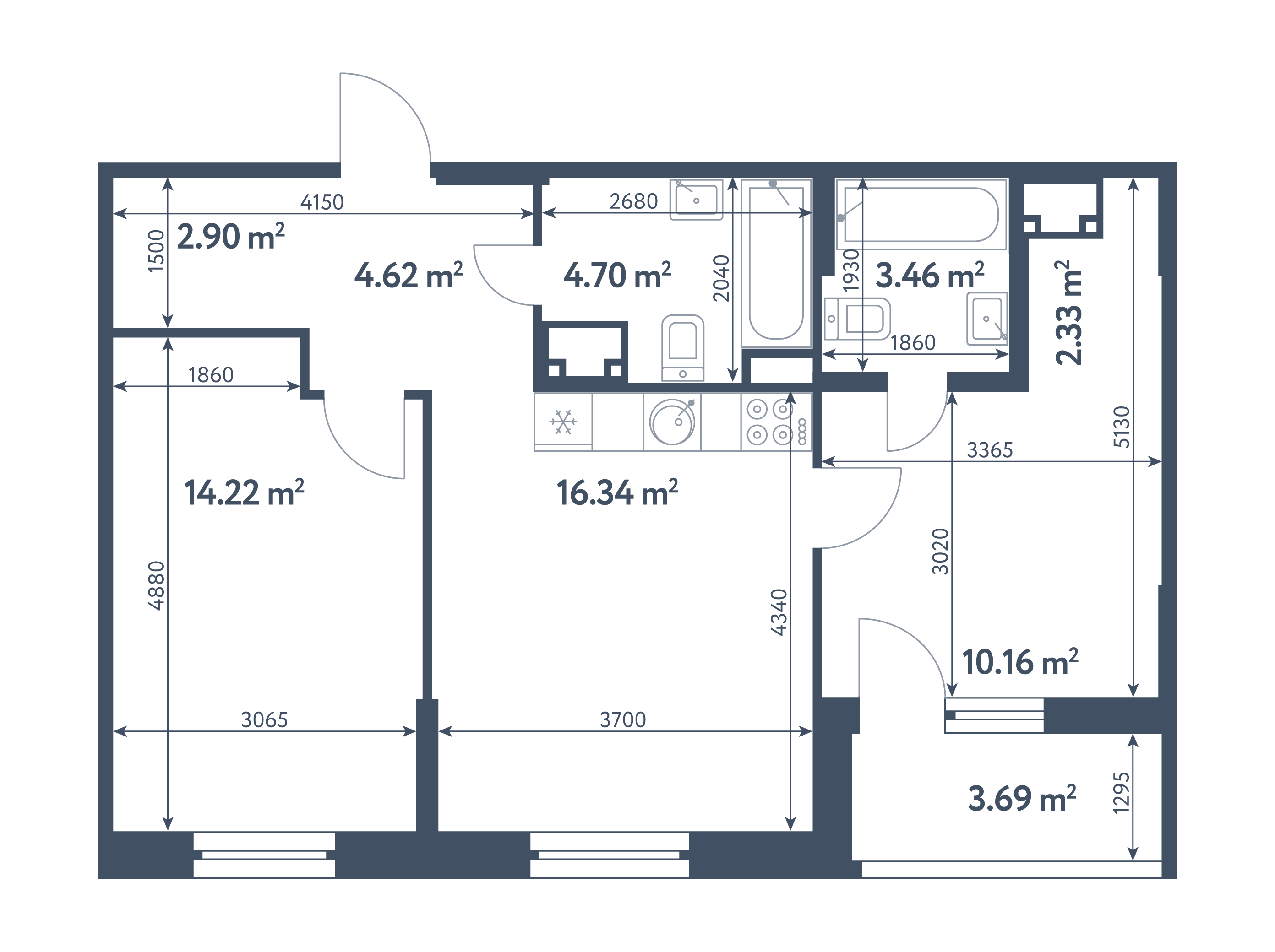 3 комнаты (Евро), 60,58 м², секция 27.1, этаж 18 / Выбрать квартиру / Жилой  комплекс «Светлый мир «СТАНЦИЯ «Л»…»