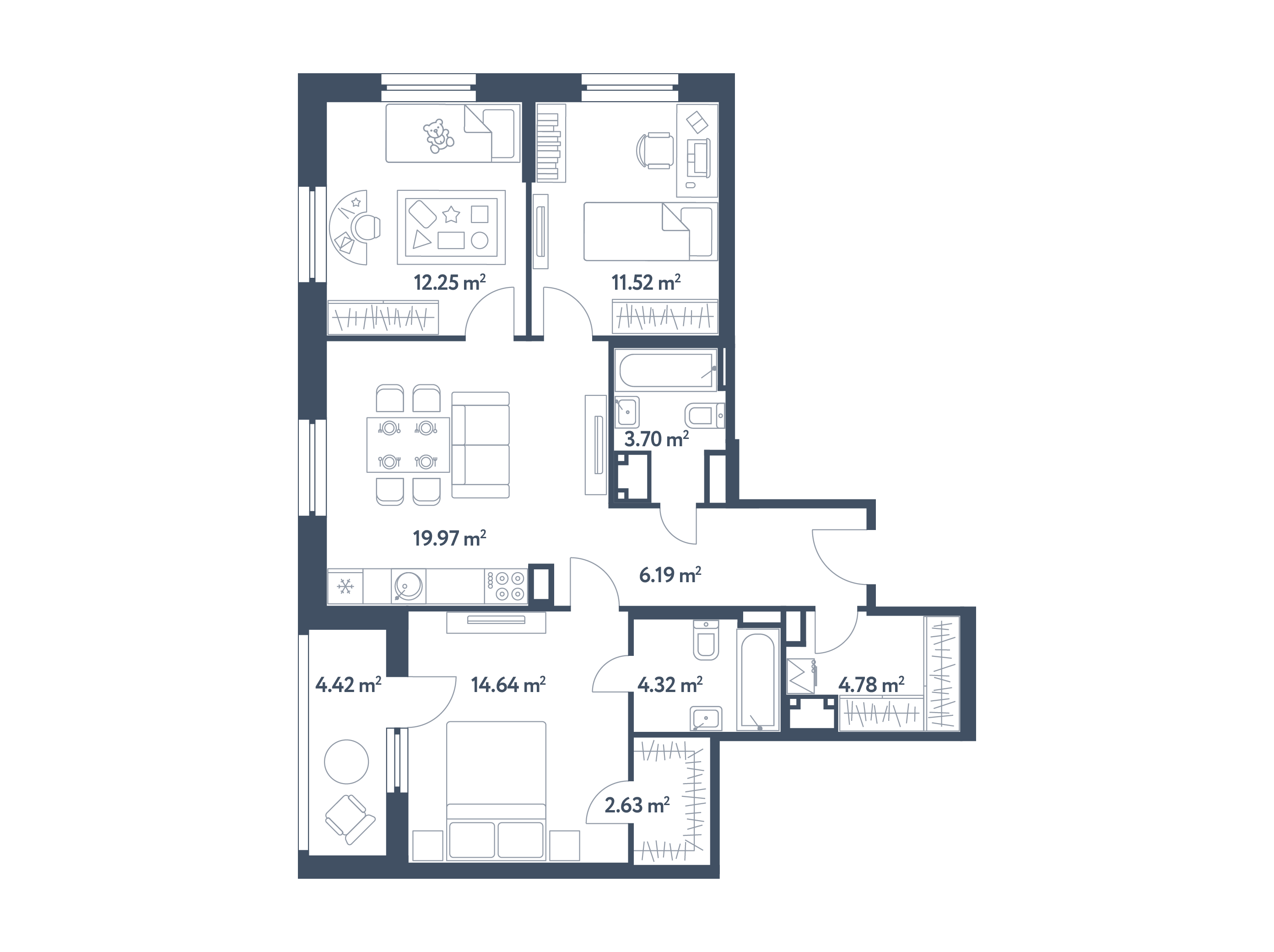 4 комнаты (Евро), тип / Выбрать квартиру / Жилой комплекс «Светлый мир ...