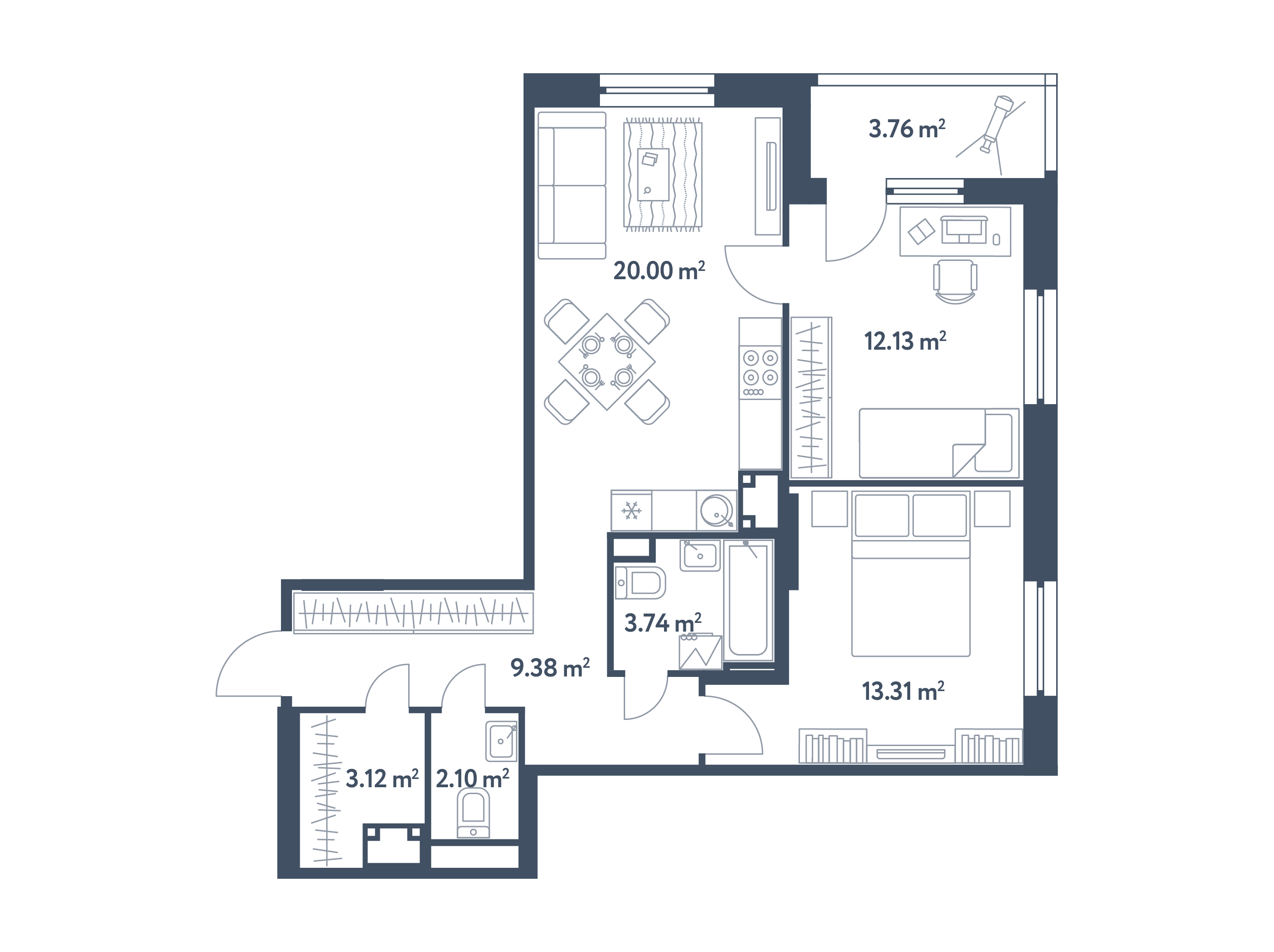 3 комнаты (Евро), 65,66 м², секция 26.1, этаж 2 / Выбрать квартиру ...