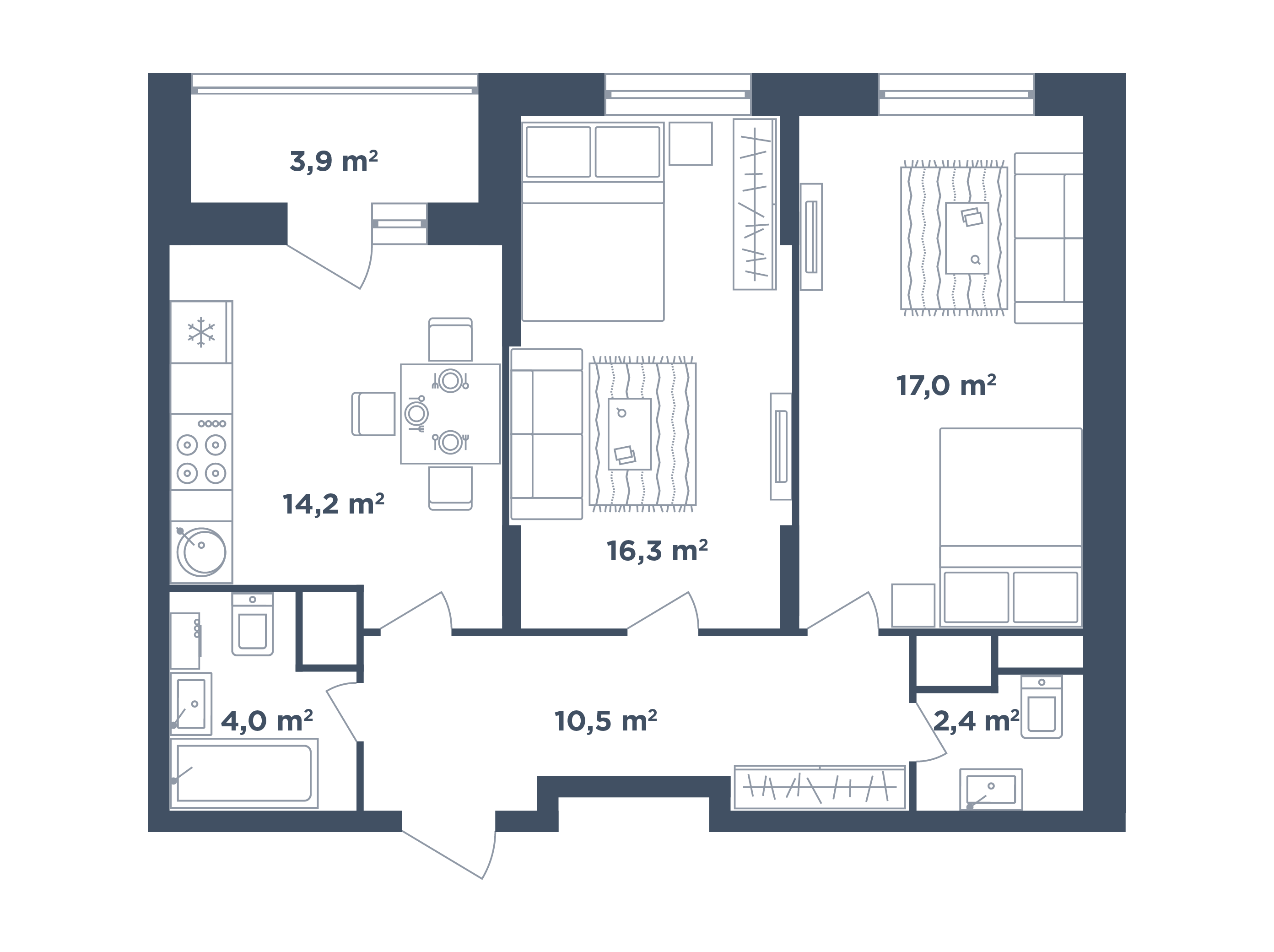 2 комнаты, тип 11-1-2-4 / Выбрать квартиру / Жилой комплекс «Светлый ...