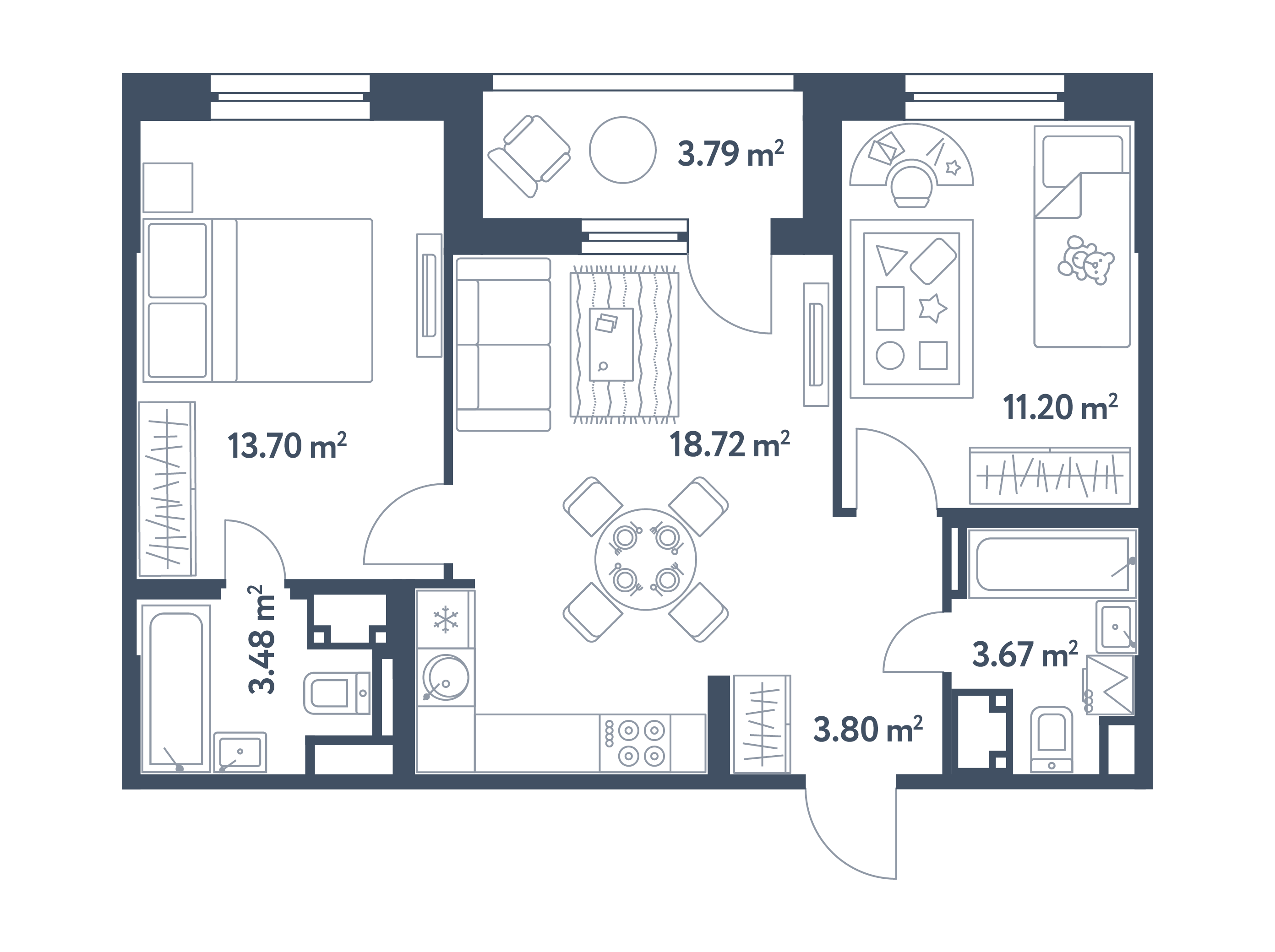 3 комнаты (Евро), 56,47 м², секция 26.1, этаж 4 / Выбрать квартиру ...