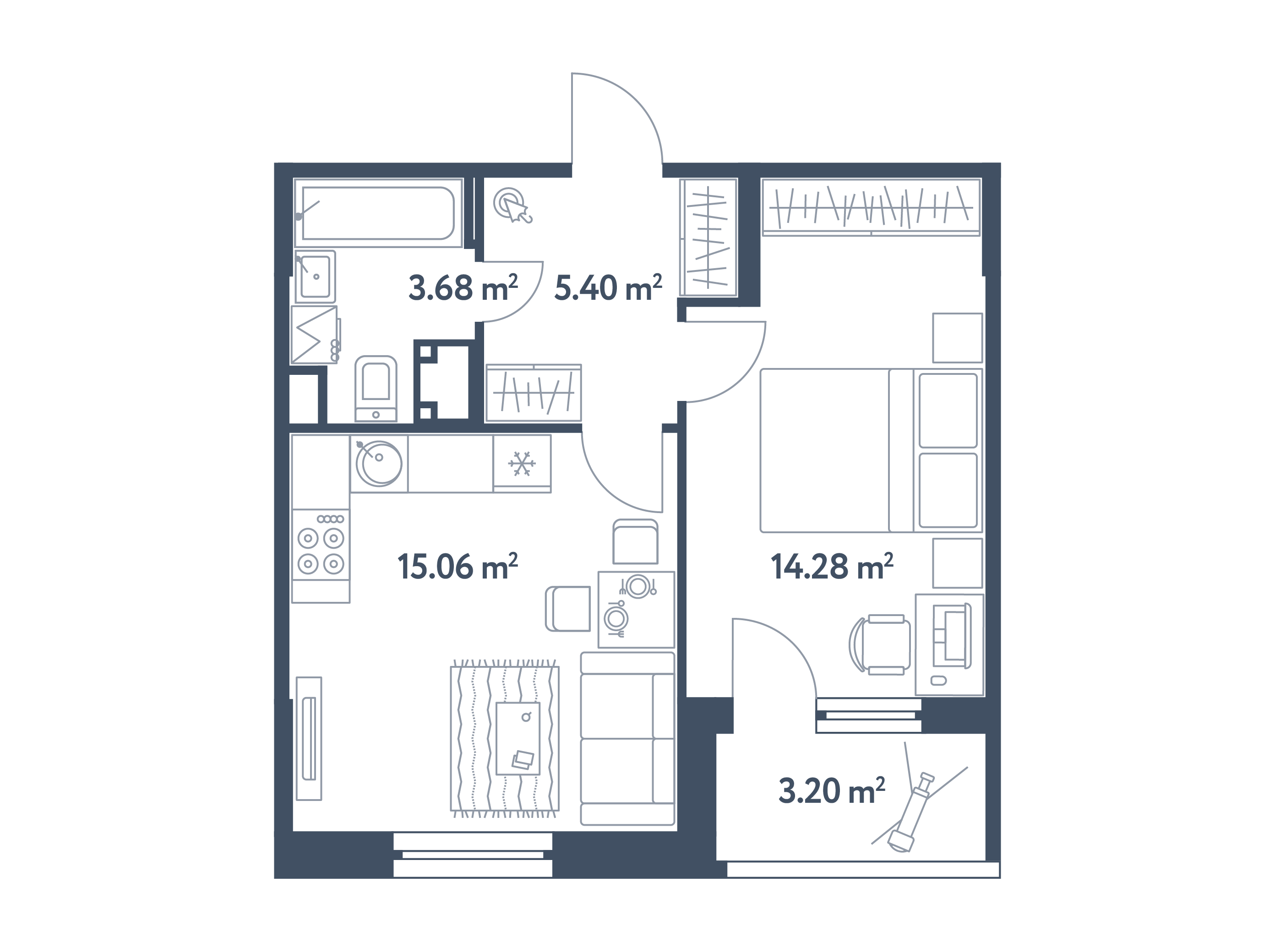 2 комнаты (Евро), 40,02 м², секция 26.1, этаж 2 / Выбрать квартиру ...