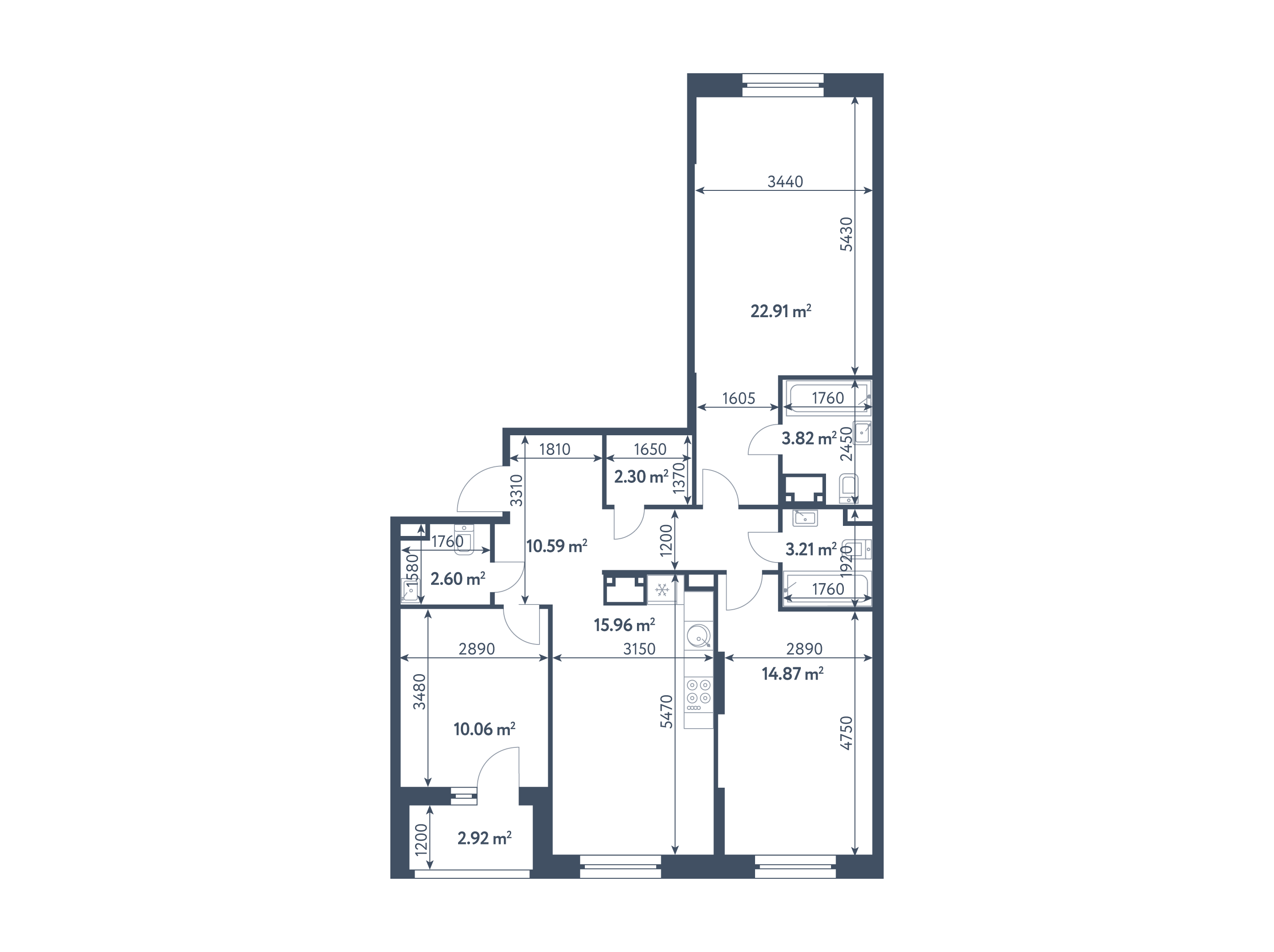 3 комнаты, 87,78 м², секция 8.2, этаж 16 / Выбрать квартиру / Жилой  комплекс «Светлый мир «СТАНЦИЯ «Л»…»